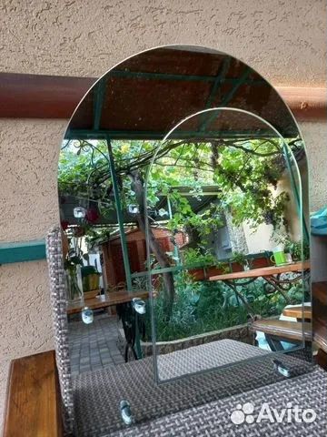 Зеркало арка с полочкой 75см в ванную комнату