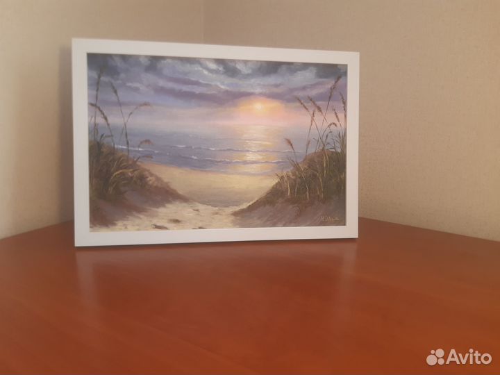 Картина маслом море дюны закат