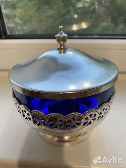 Сахарница СССР цветное стекло