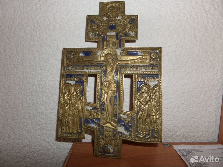 Крест с 2 эмалями, размер 22,0х 14,2 см. 19 век
