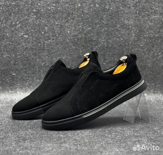 Слипоны замшевые мужские