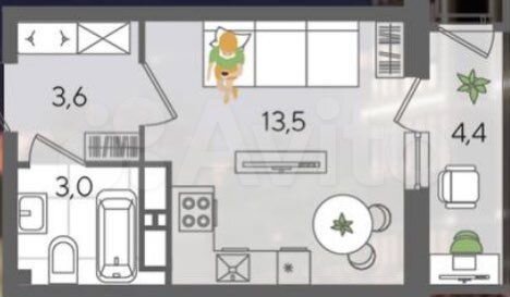 Квартира-студия, 30 м², 9/16 эт.