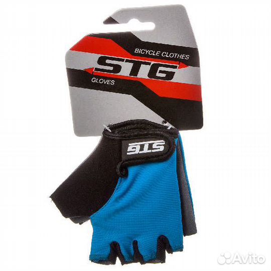 Велоперчатки STG детск.мод.819 с защитной прокладкой,застежка на липучке, размер S,синие