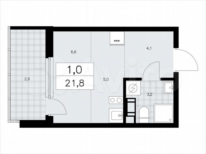 Квартира-студия, 21,8 м², 10/11 эт.