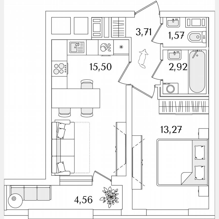 1-к. квартира, 39,3 м², 9/17 эт.