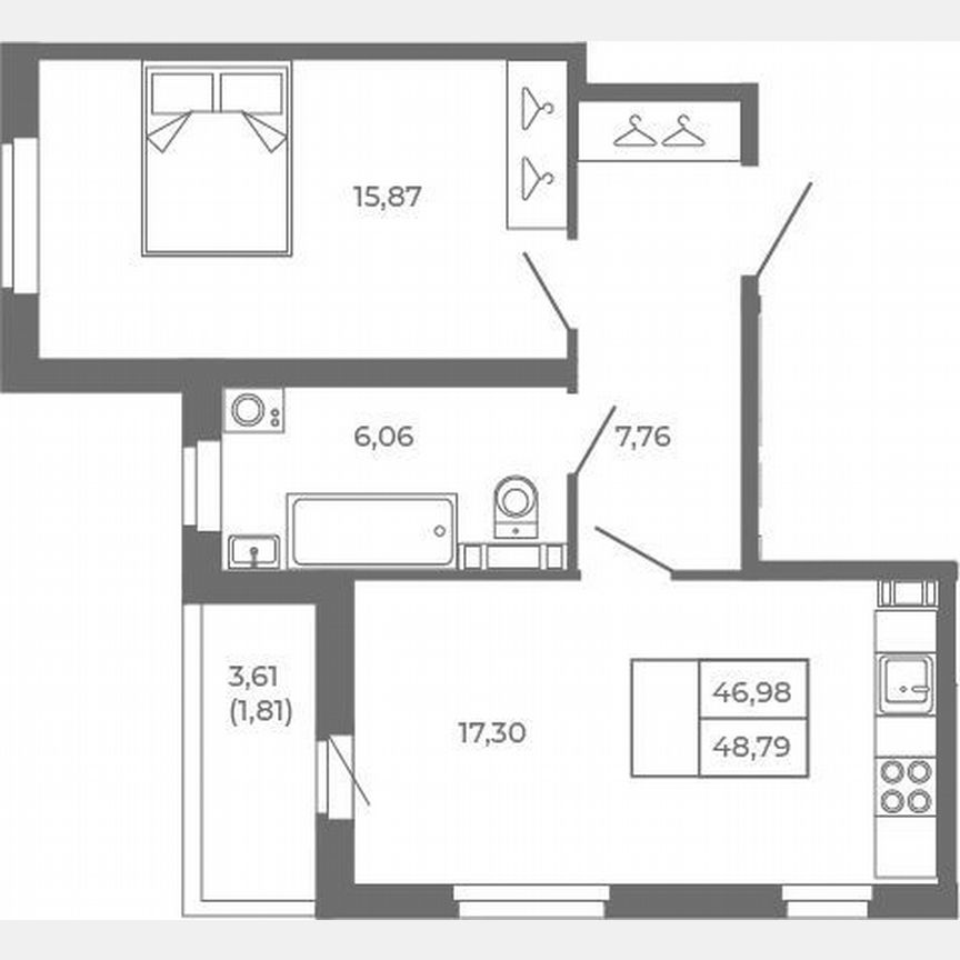 2-к. квартира, 47 м², 2/4 эт.