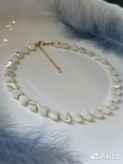 Колье чокер из натурального перламутра