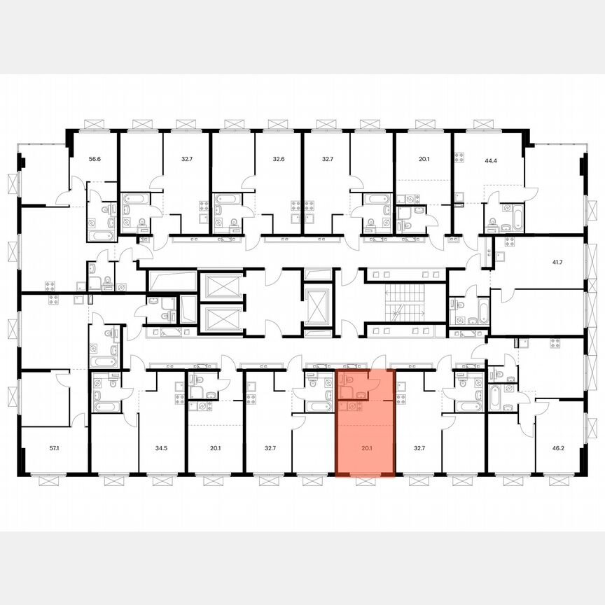 Квартира-студия, 20,1 м², 19/19 эт.