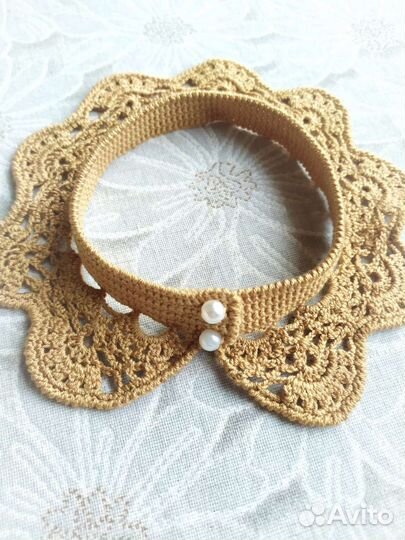 Воротник вязаный кружевной воротничок
