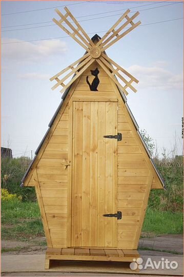 Дачный туалет деревянный прямоугольник KPV