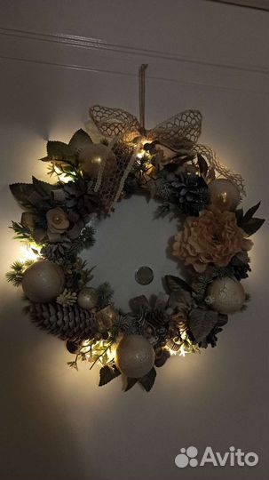Новогодний венок с огнями