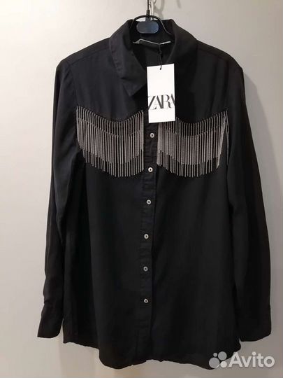 Рубашка с бахромой Zara cotton