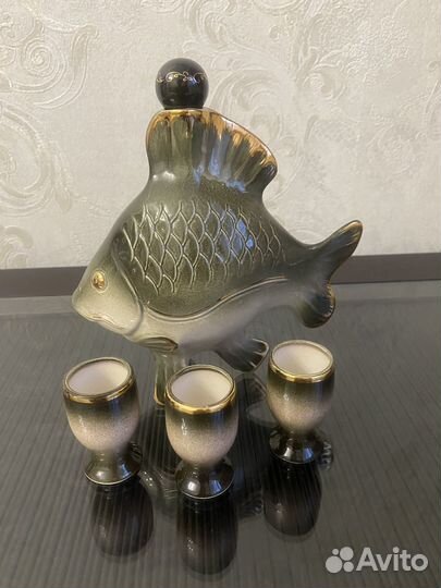 Графин штоф с 3 рюмками СССР