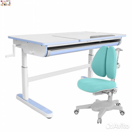 Gaudi парта + кресло (белый/голубой c голубым крес