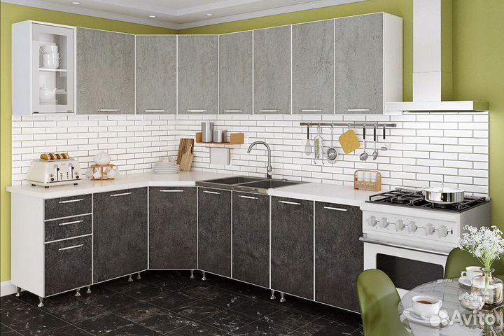 Кухня угловая Радуга бетон т/с 4,3 м (1,85*2,45 м)