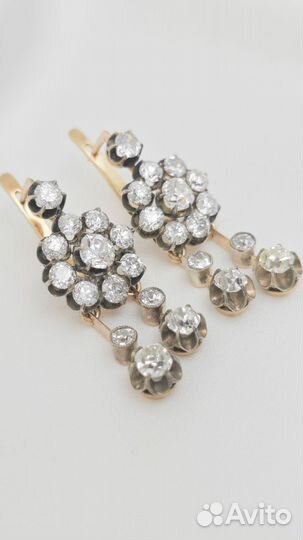 Золотые серьги с алмазами 56/10.48 гр