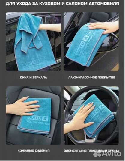 Автополотенце синее влаговпитывающее 35/75
