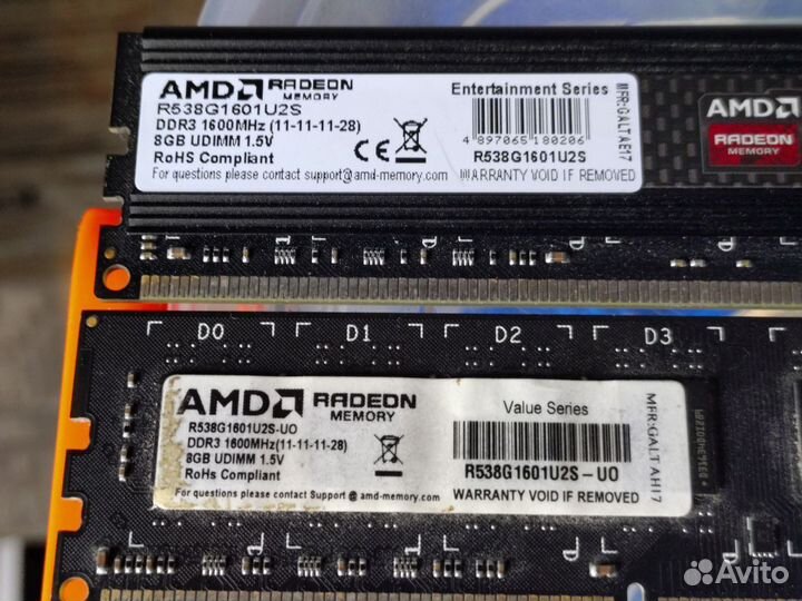 Оперативная память AMD 2x8 Гб DDR3 1600