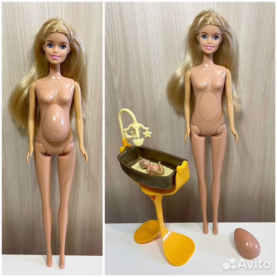 Кукла беременная(типа Барби) с колыбелью