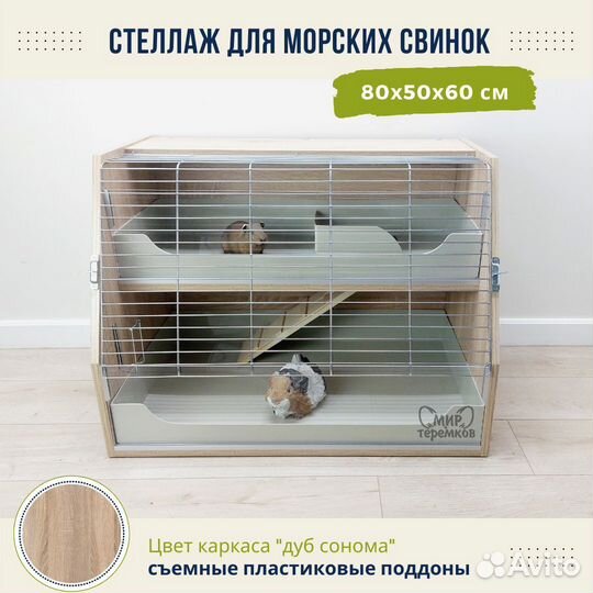 Клетка для морских свинок 80х50х60 см,сонома,скос3
