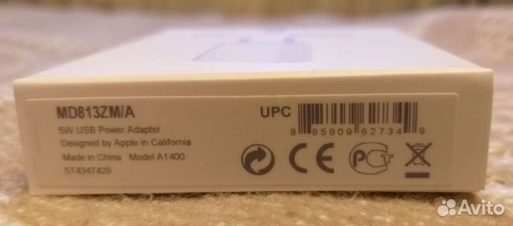 USB адаптер питания Apple A1400 оригинал