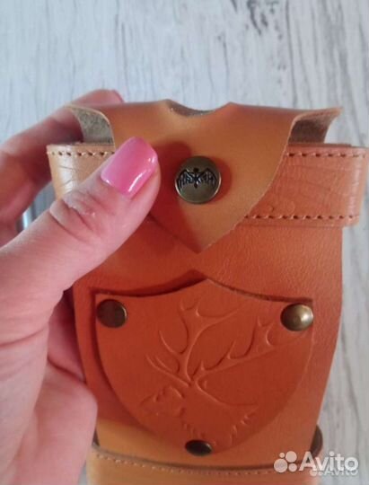 Чехол на фляжку натуральная кожа