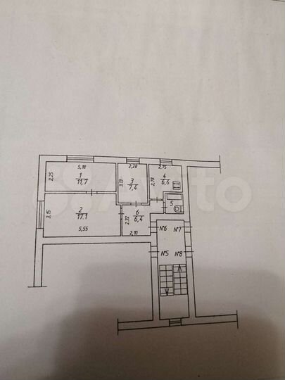3-к. квартира, 52 м², 2/2 эт.