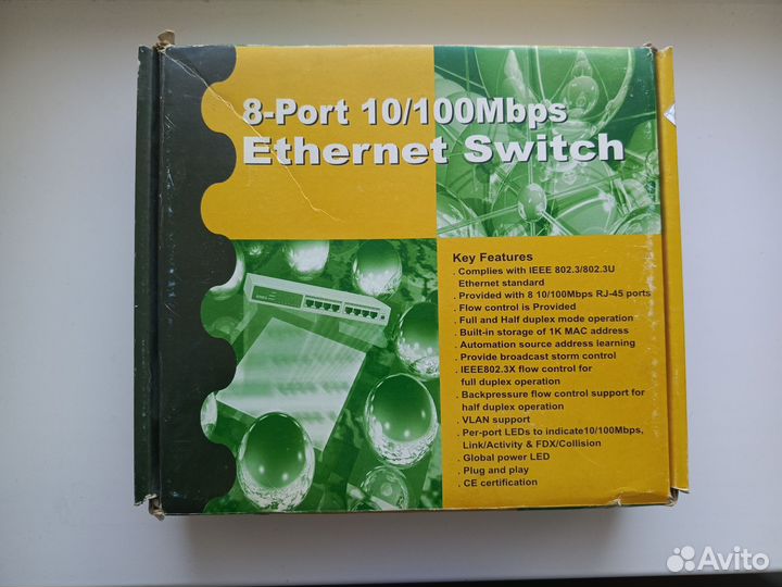 Коммутатор Acorp HU8D; 8-port Hub 10/100Mbps