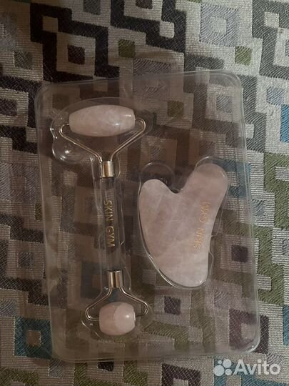 Роллер и гуаша из розового кварца Skin Gym