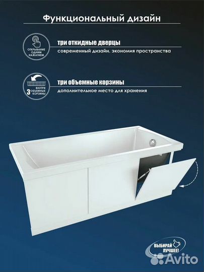 Экран под ванну plastic line IZI BOX 170см белый о