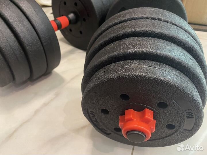 Гантели новые 2 по 15 кг + штанга 30 кг