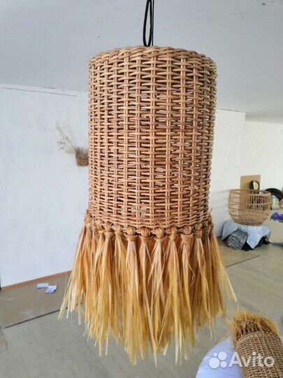 Люстры плетеные потолочные абажуры