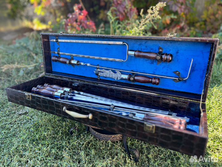 Шашлычный набор № 13 / синий велюр