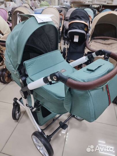 Коляска люкс мом 3в1. Зеленый