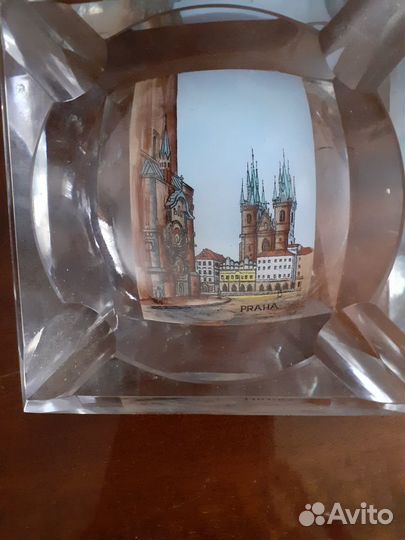 Пепельница чешское стекло