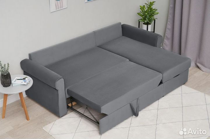 Диван угловой дельфин Лира темно-серый