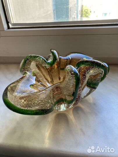 Ваза цветное стекло Bohemia винтаж СССР