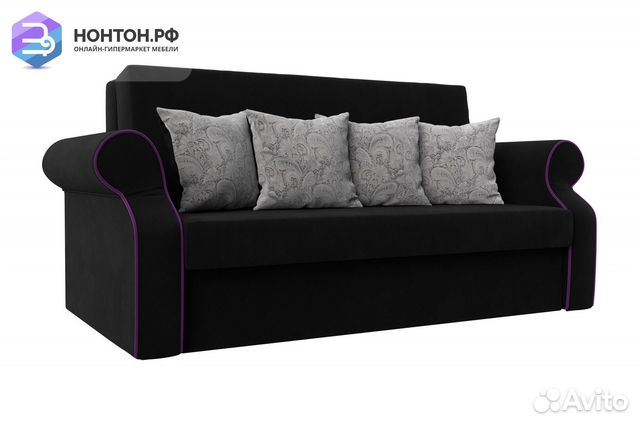 Диван аккордеон Софт микровельвет черный