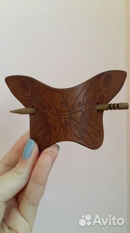 Заколки, резинка для волос (кожа,дерево)