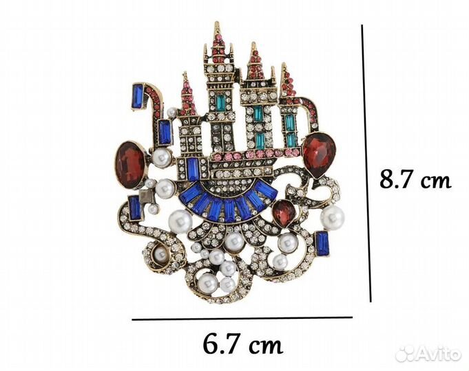 Брошь кулон Королевский замок стиль винтаж Большая