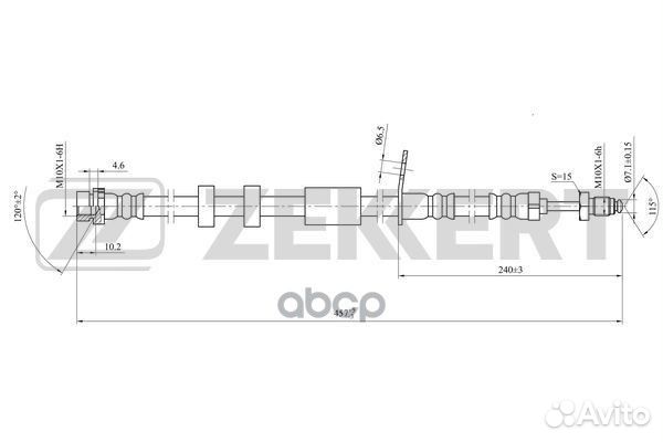Шланг тормозной передний bs-9488 Zekkert