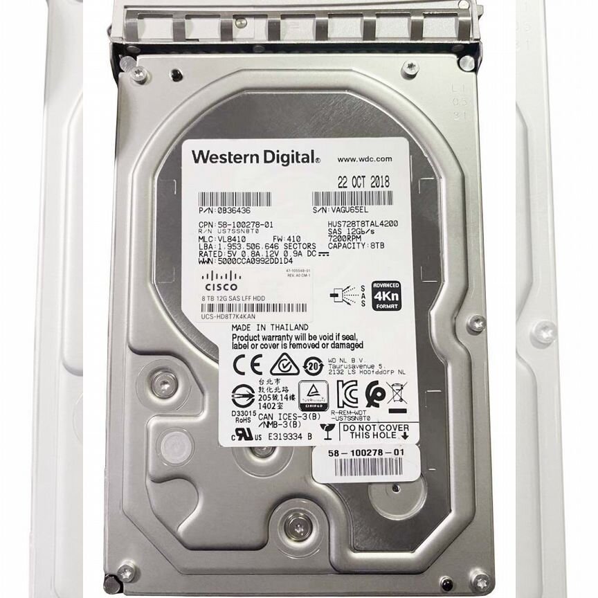 [UCS-HD8T7K4KAN] Жесткий Диск Cisco Ucs-Hd8t7k4kan 8tb Sas 3,5" Hdd