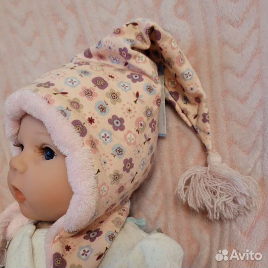Шапка для девочки демисезонная новая 6-9 мес