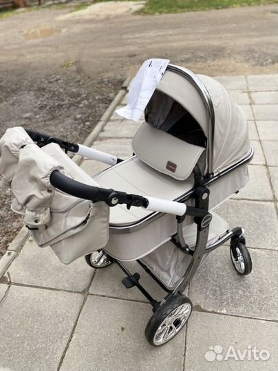Новая коляска 2в1 эко кожа серая