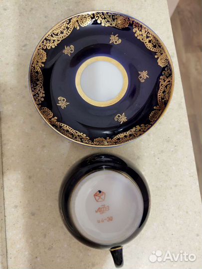 Чайная пара лфз кобальт позолота