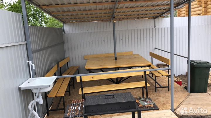 Баня на дровах с горячим чаном у реки