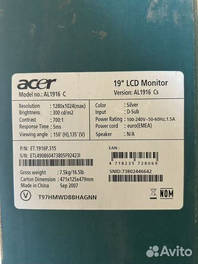 Монитор Acer 19