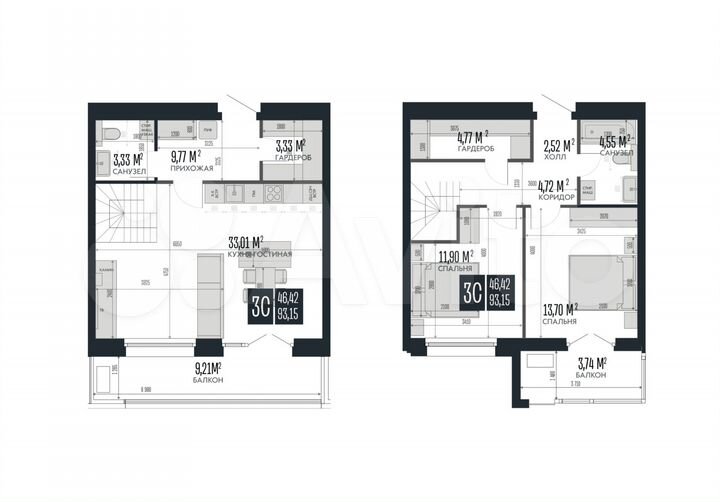 3-к. квартира, 93,2 м², 14/15 эт.