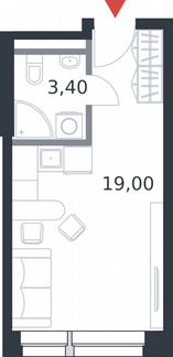 Апартаменты-студия, 22.4 м², 8/21 эт.