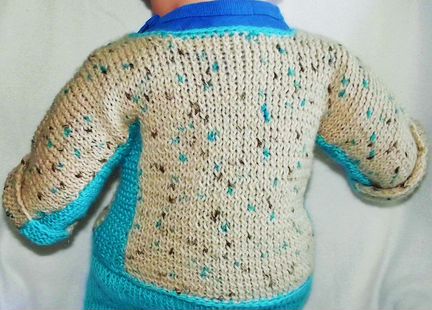 Костюм вязаный 6-9-12 мес беж бирюза